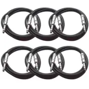 6 Pack of 6 Foot Black TRS to TRS Patch Cables PA/DJ Cords 1/4 Inch TRS
