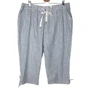 MILLERS WOMAN (NWT-RRP $40) Sz 20 White Blue Stripe Womens Cotton Crop Pants