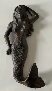 RUSTIC CAST IRON NAUTICAL MERMAID BEACH TOWEL HOOK HANGER Coastal Home Decor NEW