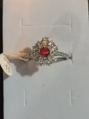 RBP 3670 Lovely Oasis Natural Fusion Burmese Ruby Rhodium Plated Size 11 Ring