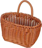 LOORGVEL Woven Hanging Basket for Kitchen and Bathroom Vintage Wall Decor Storage Organizer for Garlic Ginger and Flowers Portable Rattan Home Decor Space Saving Wall Mounted