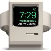 elago W3 Charger Stand Compatible with Apple Watch 10/9/8/7/6/5/4/3/2/1/SE [46mm, 45mm, 44mm, 42mm, 41mm, 40mm, 38mm], Nightstand Mode, 1984 Macintosh Design (Classic White)