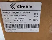 KIMBLE Sterile Disposable Glass Serological Pipette Multipack, Yellow, 1 mL