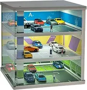 Alloy Car Model Toy Display Stand 1/64 Square Simulation Underground Parking Lot Model Scene Multi-Layer Lighted Dust Cover Storage Rack Display Cabinet Car Garage Protection Collectibles