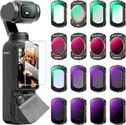 K&F Concept 16-pack Filters Compatible with DJI Osmo Pocket 3, Magnetic UV CPL ND Black Diffusion Light Pollution Filter Kit