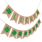 Jute Bunting Banners St Patrick Banner Flag Rustic Pattern Sign