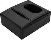 Tissue Holder Car - Car Tissue Organizer | Tissue Box Cover, Cup Holder Tissue Box Cover | Armrest Storage Organizer Leather Dispenser for Water Cups Facial Paper Towels Organization