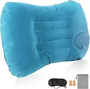 Inflatable Camping Pillows, Inflatable Travel Pillow for Neck, Ultralight Beach Pillow with Storage Bags Sleep Masks and Earplugs, Blow Up Pillows Ergonomic Air Pillow for Neck & Lumbar Support