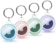 Clear Case for Airtags with Keychain, Soft TPU Full Protector Cover for Apple Air Tag, Waterproof Anti Scratch Itag Necklace of Key Finder, Ape Tracker Accessories Holder with Key Ring - 4 Pack