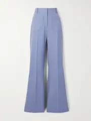 [Victoria Beckham] Victoria Beckham - Alina Twill Wide-leg Pants - Light blue - UK 10 UK 10 Blue
