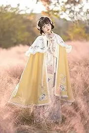 [JIMINISO] 2 Colors Ming Dynasty 3PC Chinese Dress Set Autumn Winter Sleeve Shirt Waist Horse Face Skirt 3 Colors Cloak