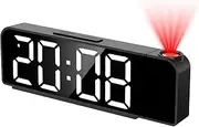 Digital Alarm Clock, LED Clock Electronic Desktop Clock for Home,Bedroom,Office (Black-Projection)