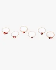 Red Crystal Cluster Ring Pack