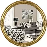 Funerom Vintage Decorative Wall Mirror Hanging Mirror Round (Gold, 16 inch)