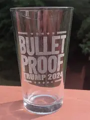 DONALD TRUMP 2024 BULLETPROOF Make America Great Again Beer Pint Glass Engraved