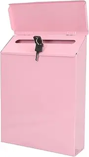Baluue Locking Mailbox Wall Mount, Wall Mounted Mailbox with Key Lock, Large Drop Box with Galvanized Steel Cover, Rust-Proof Metal Post Box, 9.1” x 2.4” x 11.8”