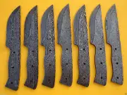 Lot of 7 Damascus Steel Blank Blade Knife for Knife Making Supplies, Make Knives