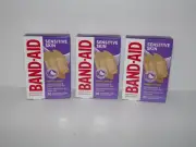 3 Boxes Band-Aid Sensitive Skin 20 Assorted Sizes Per Box New (M)