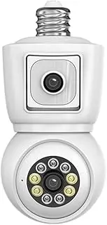 2.0MP E27 Lamp Light Bulb Security Camera WiFi Dual-Lens Dual Video PTZ Security Camera Indoor Motion Detection and Alarm, Two-Way Talk, Night Vision, Humanoid Tracking