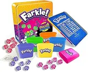 Farkle Deluxe Dice Games Rolling Dice Tray and Party Dice Set Includes 36 Colorful dice 6 Rolling Cups Felt Lined dice Try and Score Sheets The Classic Push-Your-Luck Dice Game