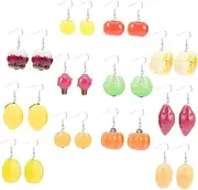 [Holibanna] 12 Pair Fruit Clip Earrings Set Creative Dangle Earrings for Women Lightweight Stylish
