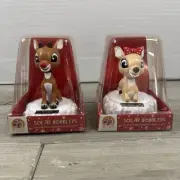 Rudolph the Red Nosed Reindeer 50 Years Solar Bobblers Clarice & Rudolph NIB