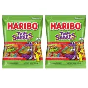 Haribo of America Twin Snakes Gummi Candy Sweet & Sour Flavors 5 Ounce (2-Packs)