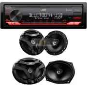 JVC KDX280BT Bluetooth, USB Car stereo Radio Receiver & 6.5" & 6.9 JVC Speakers