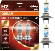 Osram Night Breaker 220 H7 55W Two Bulbs Head Light DRL Daytime Replace Upgrade