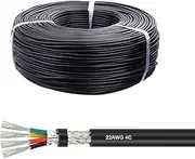 160FT 2/3/4/5/7/8 Conductor Multi-core Shielded Wire 22AWG Tinned Copper Core PVC Cable UL Certified for Outdoor Lighting Automotive Batteries Solar Panels(22AWG-3C)