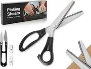 Anlising Pinking Scissors, 5 mm Wave Scissors, Fabric Scissors, Serrated Scissors, Stainless Steel Sharp Scissors, Zigzag Scissors, Lace Scissors, Dressmaking Scissors, for Cutting Fabric, Clothes,