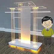 Clear Acrylic Transparent Podium Church Pulpit School Lectern Event Reception Hostess Stand Desk for School Weddings Office Classrooms Debate Funeral Home and Conference