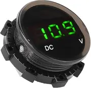 Modified Motorcycle Voltmeter LED Digital Display Voltage Volt Gauge Panel Meter Ideal for DC12 24V Cars SUVs ATVs and Ships Made of Flame Retardant ABS Material with Anti (Green)