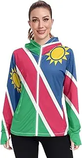 [RPLIFE] Namibia Flag Spf Hoodie Women, Upf 50+ Travel Shirts for Women, S-XXL