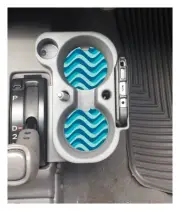 TEAL BLUE WAVES NAUTICAL PRINT SANDSTONE CAR COASTERS SET (2) ABSORBS SHIPS FREE