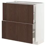 METOD / MAXIMERA base cabinet with 2 drawers, white/Sinarp brown, 80x37x80 cm