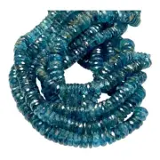 Faceted Blue Apatite Natural Gemstone Heishi Disc Shape, Tyre Shape Beads 8mm