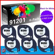 6 PK 91201 Label Tap Used 91331 for Dymo Label Maker 220P 260P(Black on White)