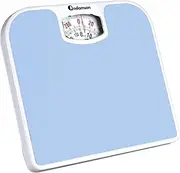 Adamson A21 Analog Scales for Body Weight - Up to 300 LB - New Version - Anti-Skid Rubber Surface + Large Numbers - Analog Bathroom Scale - Affordable - Durable with 20-Year Assurance - Light Blue