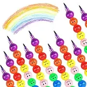 30 Pcs Smiley Stackable Crayons, Mini Stackable Crayon Packs, Colored Pencils, Rainbow Markers Pen, Stacking Crayons for Drawing Gifts, Party Favors School Office Supplies, 7 Colors
