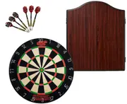 SHOT DARTS Bandit Dart Board + Winmau Rosewood Dartboard Cabinet + 6 Darts