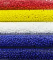 6" X 14mm Lot 5 Tubes Vintage Toho Japan Mix Opaque Red Blue + Seed Beads TL7