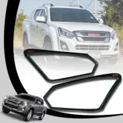 COVER HEAD LAMP LIGHT MATTE BLACK LOGO RED FOR ISUZU D-MAX DMAX PICKUP 2015-2017
