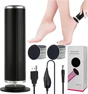 LiQiAMEi Electric Callus Remover for Feet, USB Power Supply Electric Foot File Sander Scrubber with Speed Controller 60Pcs Replacement Sandpaper Disk for Dead Skin, Cuticles Black