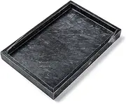 Noble Natural Marble Tray for Desktop/Kitchen/Vanity/Bathroom, Stone Organizer Tray for Coffee Table, Plate Holder for Tissues, Candles, Soap, Towel, Plant (Black Bright, Medium 10 x 6)
