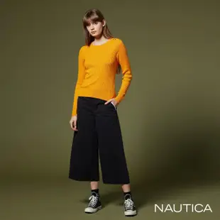 【NAUTICA】女裝 反白線條寬褲(黑)