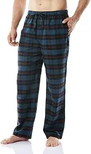 [CQR] Men's 100% Cotton Plaid Flannel Pajama Pants, Brushed Soft Lounge & Sleep PJ Bottoms with Pockets