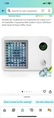 Portable Air Conditioner Small Personal Evaporative Space Cooler Mini AC