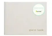 Pearhead Baby Shower Guest Book, Gender Neutral, Ivory Linen with Gold Print