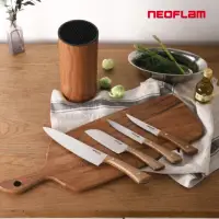 在飛比找momo購物網優惠-【NEOFLAM】原木手作高碳不銹鋼刀具系列(4.5吋牛排刀